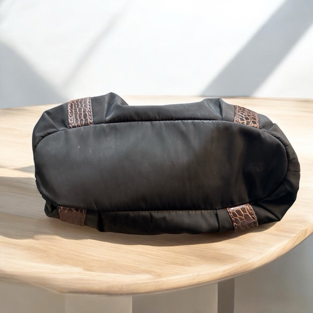 Brighton -Trendy Black and Brown Nylon/Leather Shoulder Bag - Picture 5 of 8